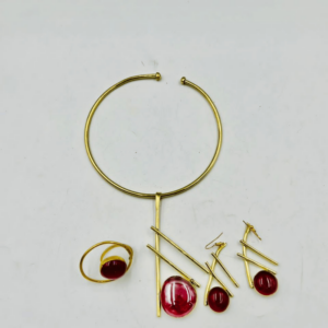 Ensemble Collier et Boucles d'Oreilles Minimalistes et Céramique