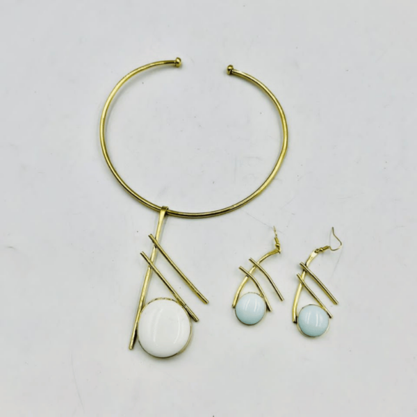 Ensemble Collier et Boucles d'Oreilles Minimalistes et Céramique