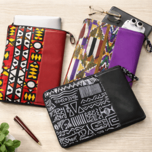 Pochette Ordinateur en Wax & Similicuir