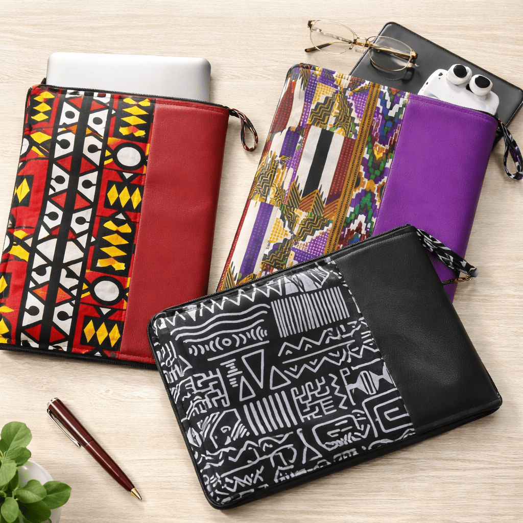 Pochette Ordinateur en Wax & Similicuir