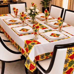 Ensemble de nappe et de sets de table en tissu wax
