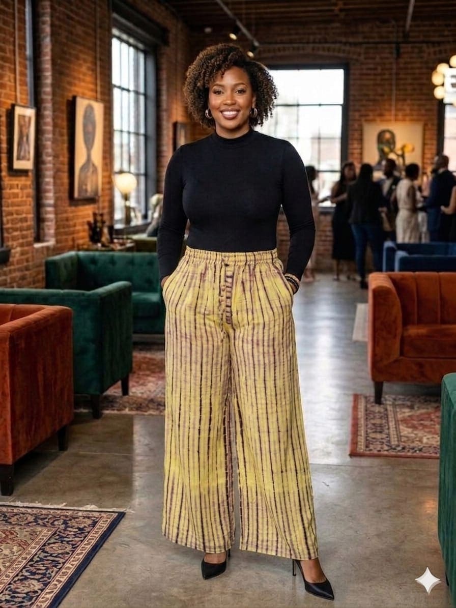 Pantalon bas large en gaze de coton – Image 3