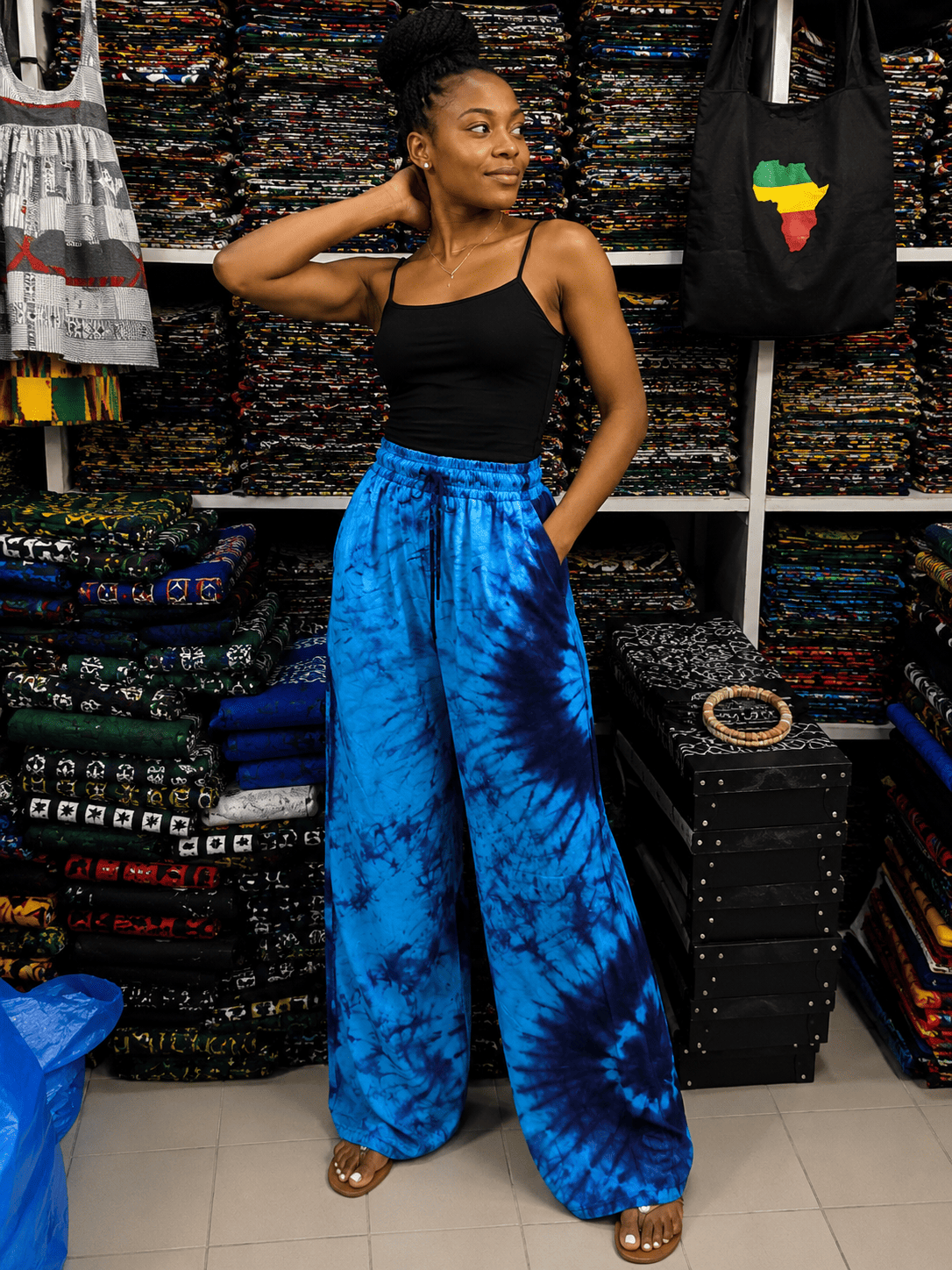 Pantalon bas large en gaze de coton – Image 2