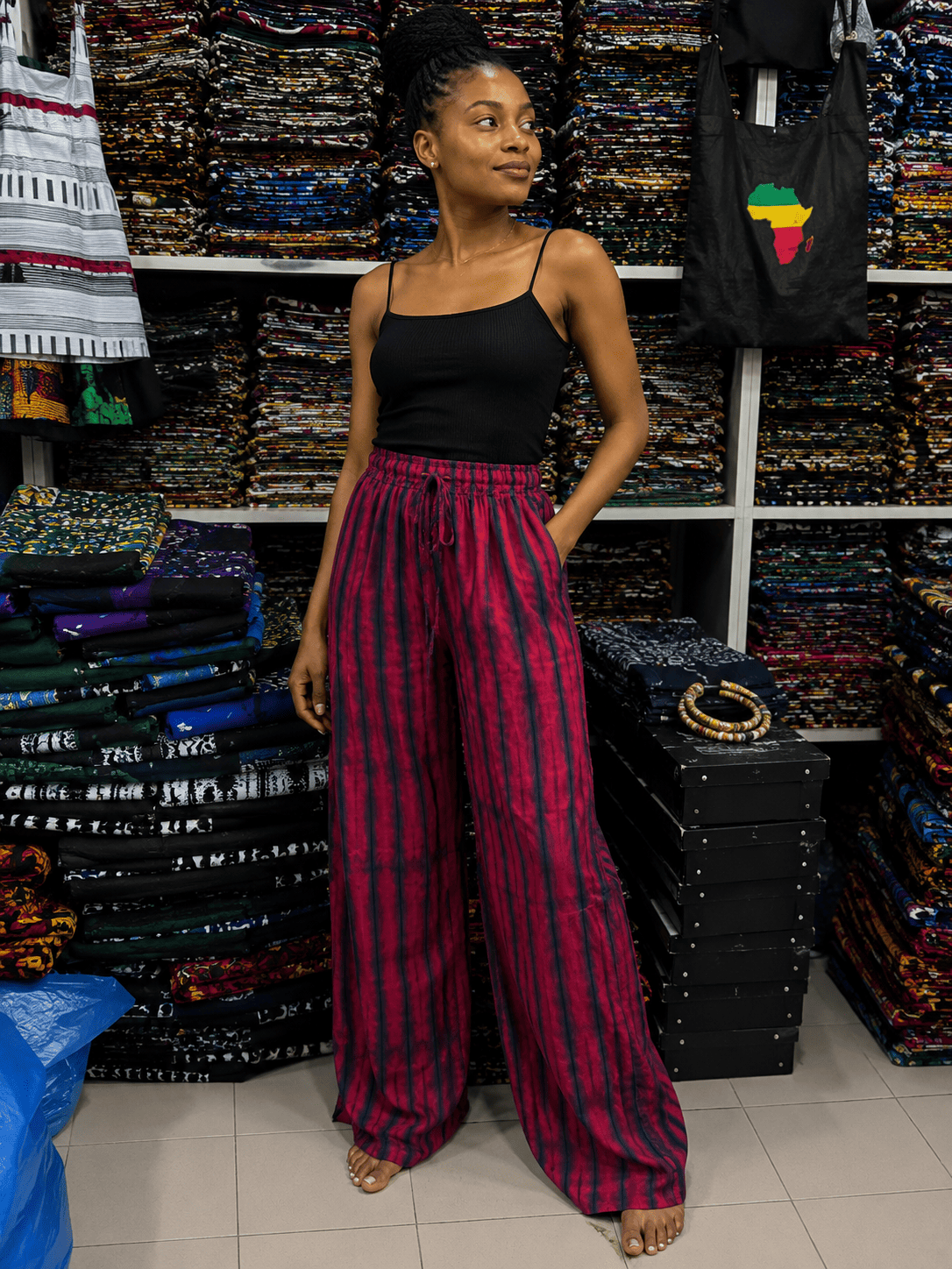 Pantalon bas large en gaze de coton – Image 3