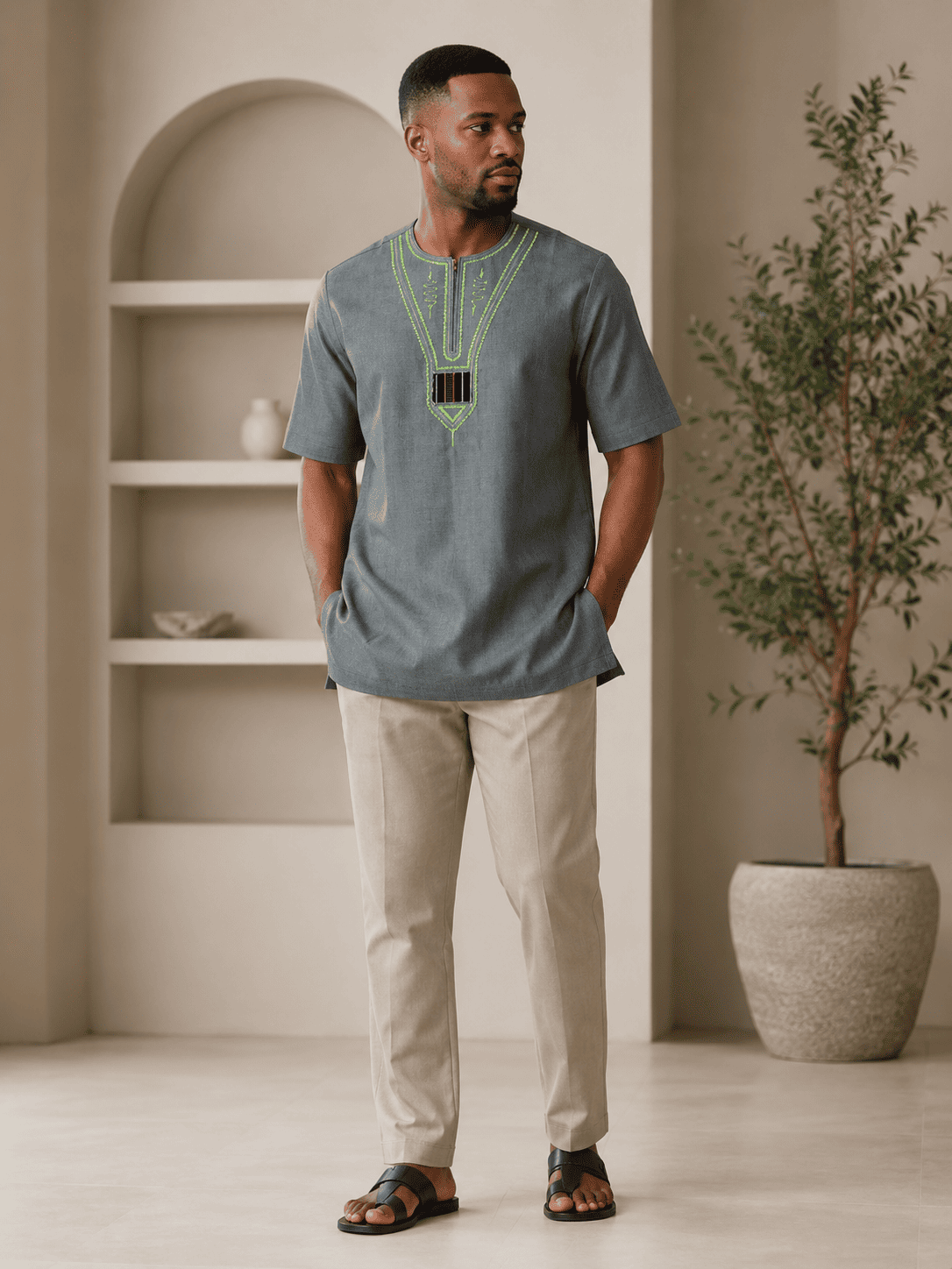 Chemise africaine homme en Lin de coton – Image 3