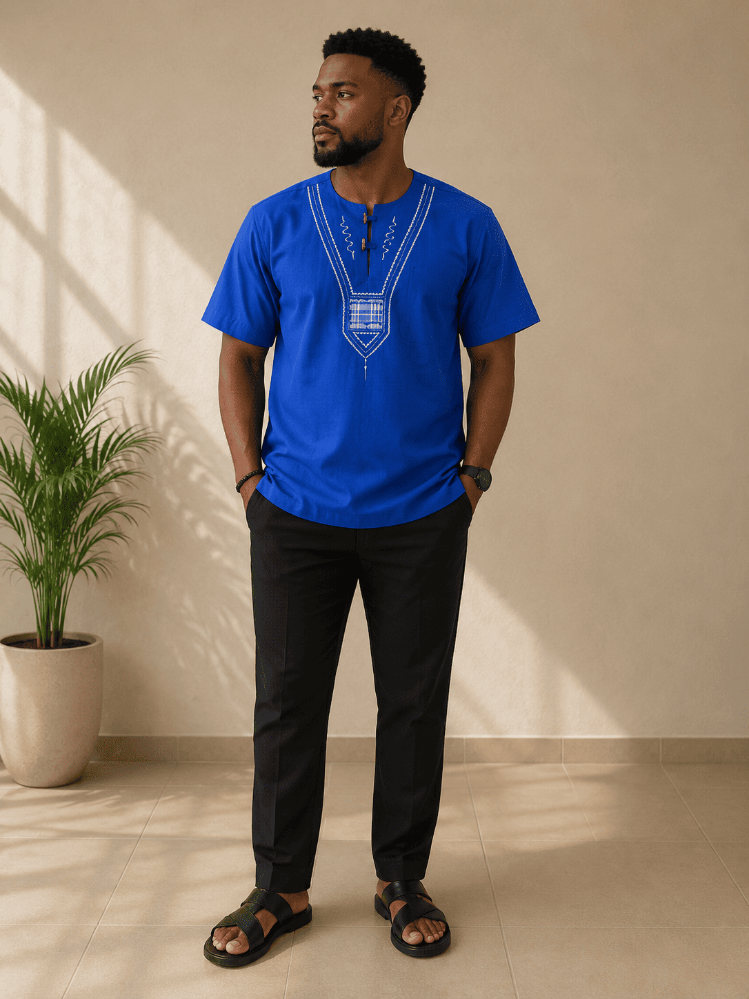 Chemise africaine homme en Lin de coton – Image 4