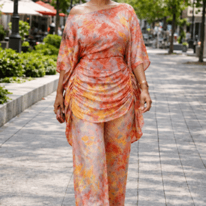 Combinaison pantalon et tunique drapée