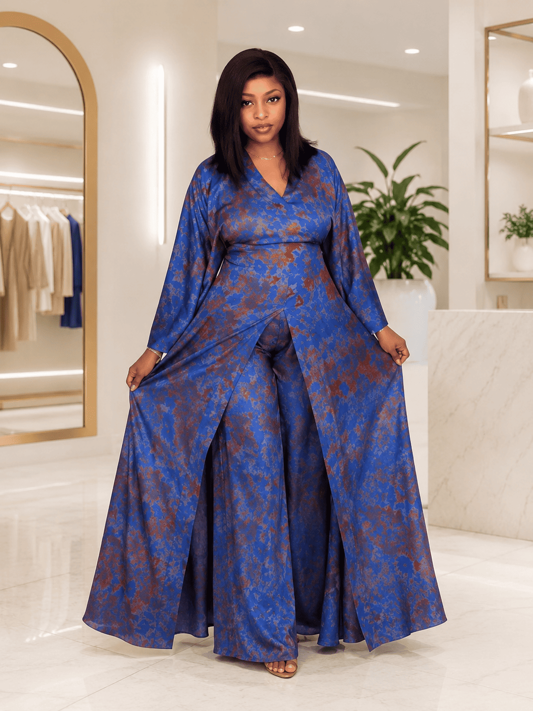 Ensemble Kimono long et Pantalon Palazzo en kokodunda – Image 2