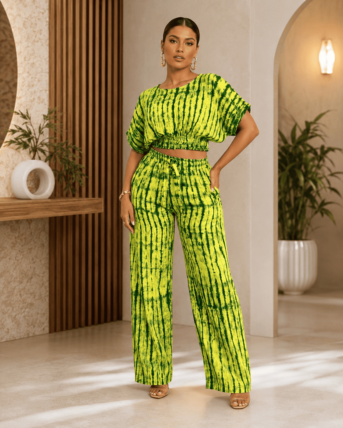 Ensemble assorti Crop Top & Pantalon large