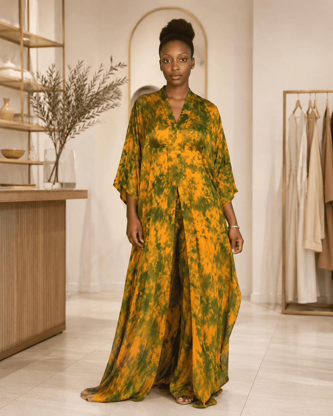 Ensemble Kimono long et Pantalon Palazzo en kokodunda