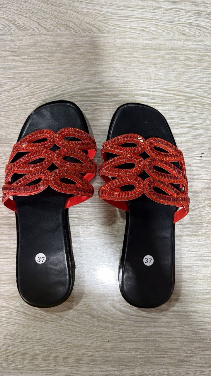 Mules plates à strass - Sandales claquettes