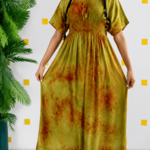 Robe Boubou à Manches Papillon - maylouss coton - tie-dye vertical - foulard assorti