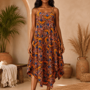 Robe Wax Mosaïque | Fines bretelles