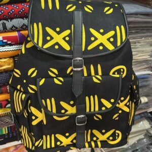 Sac à dos en wax/similicuir africain
