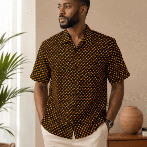 Chemise en wax marron