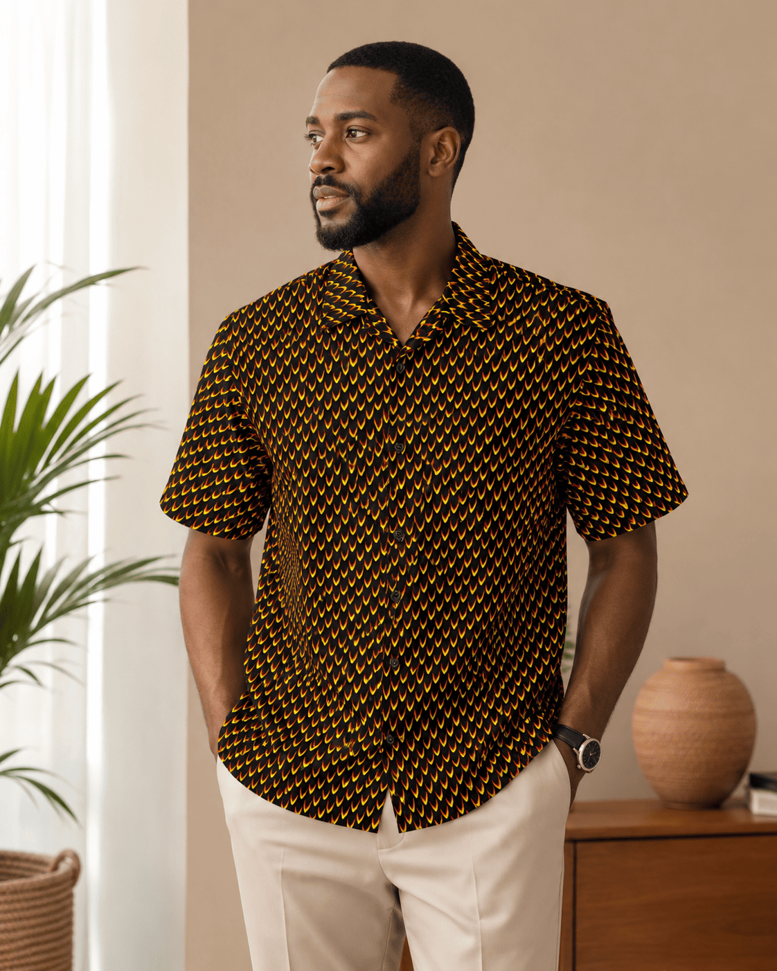 Chemise en wax marron