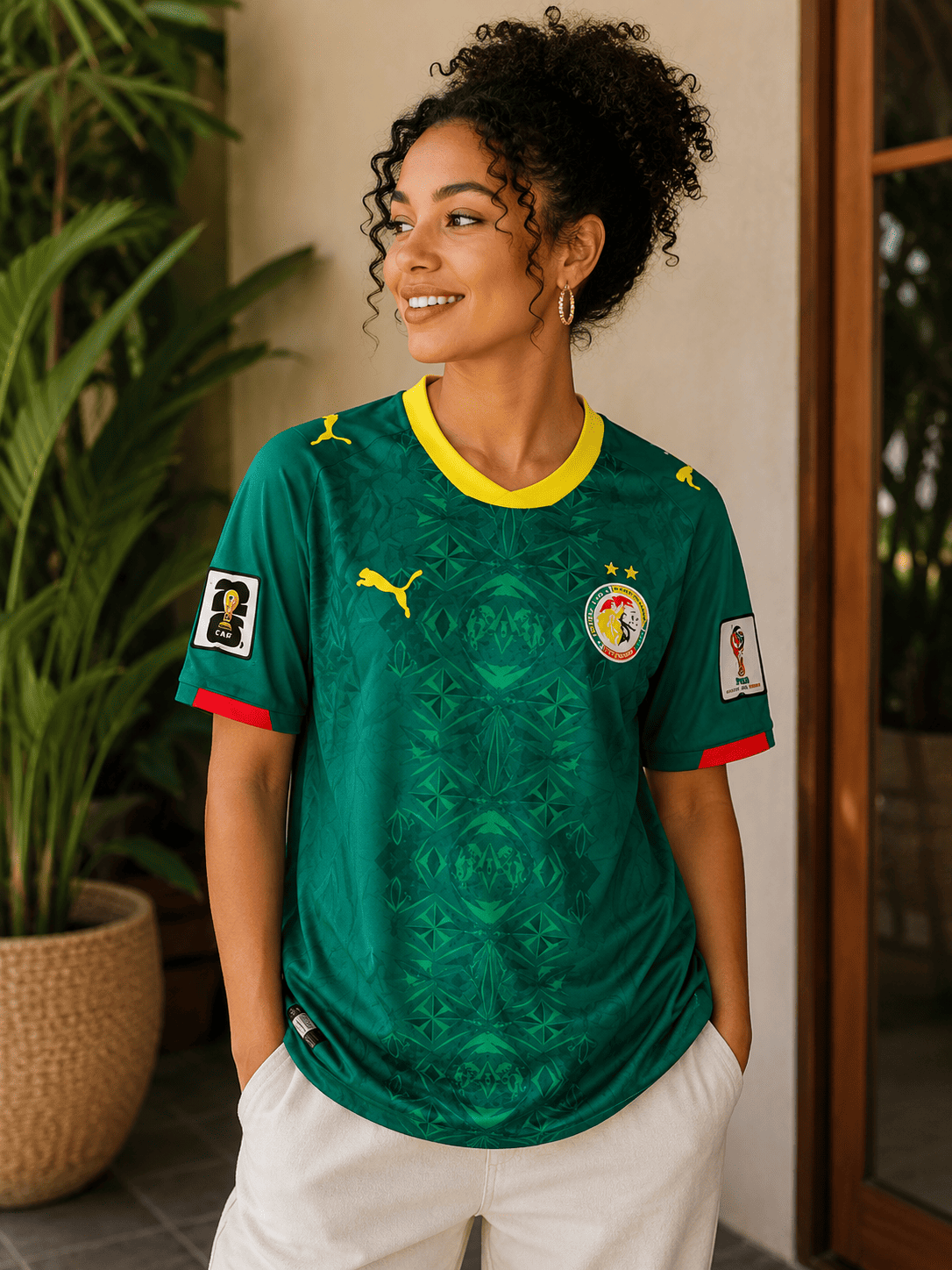 Maillot Sénégal avec 2 étoiles - vert et blanc
