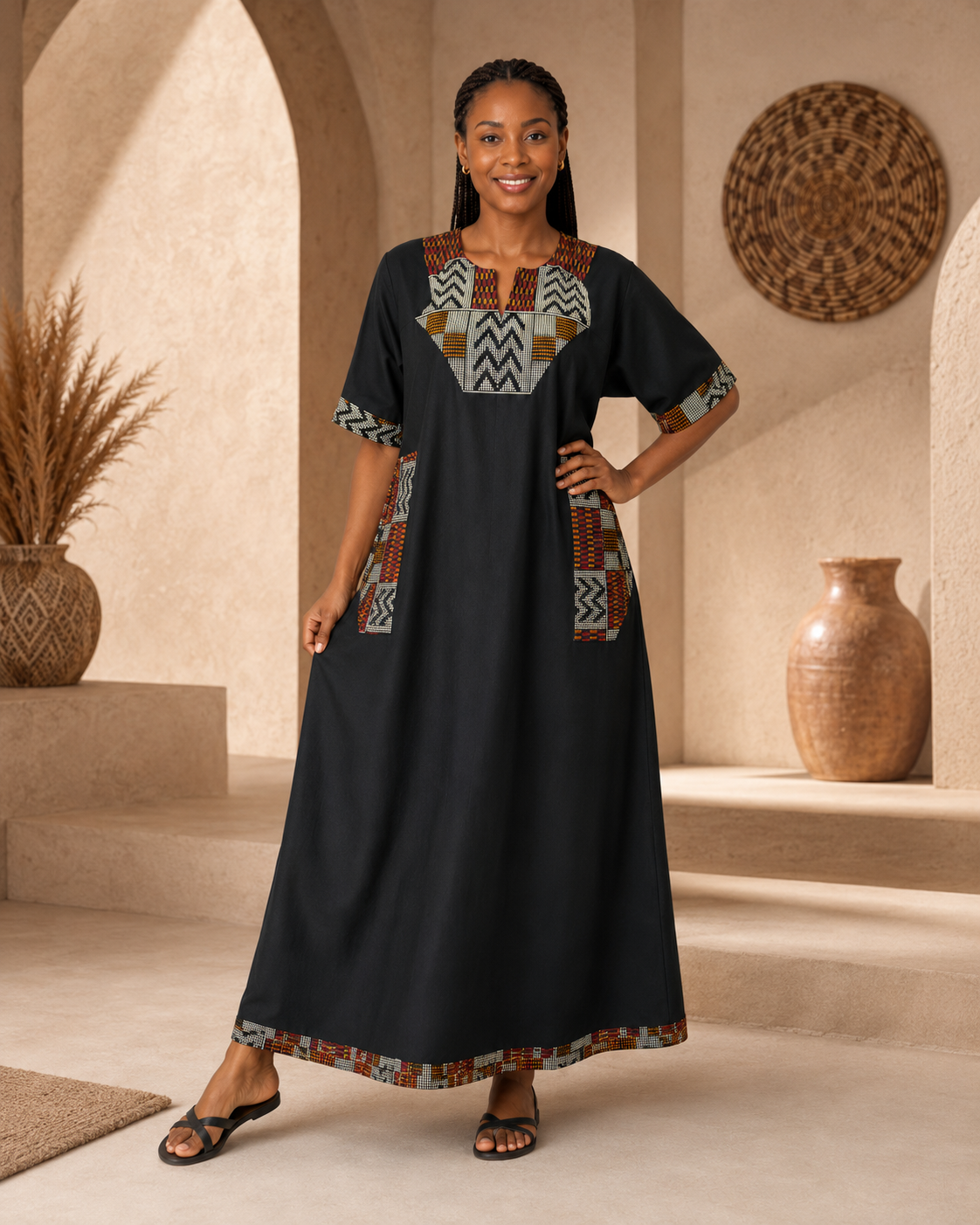 Robe Tunique Longue à Empiècements