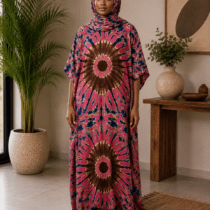 Robe boubou maxi et foulard assorti