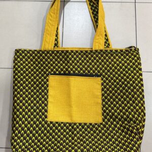 Sac cabas fourre-tout bimatière wax et raphia