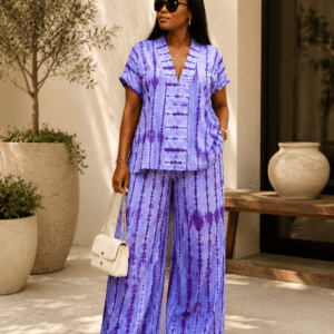 Haut style kimono & Pantalon - ensemble deux pièces