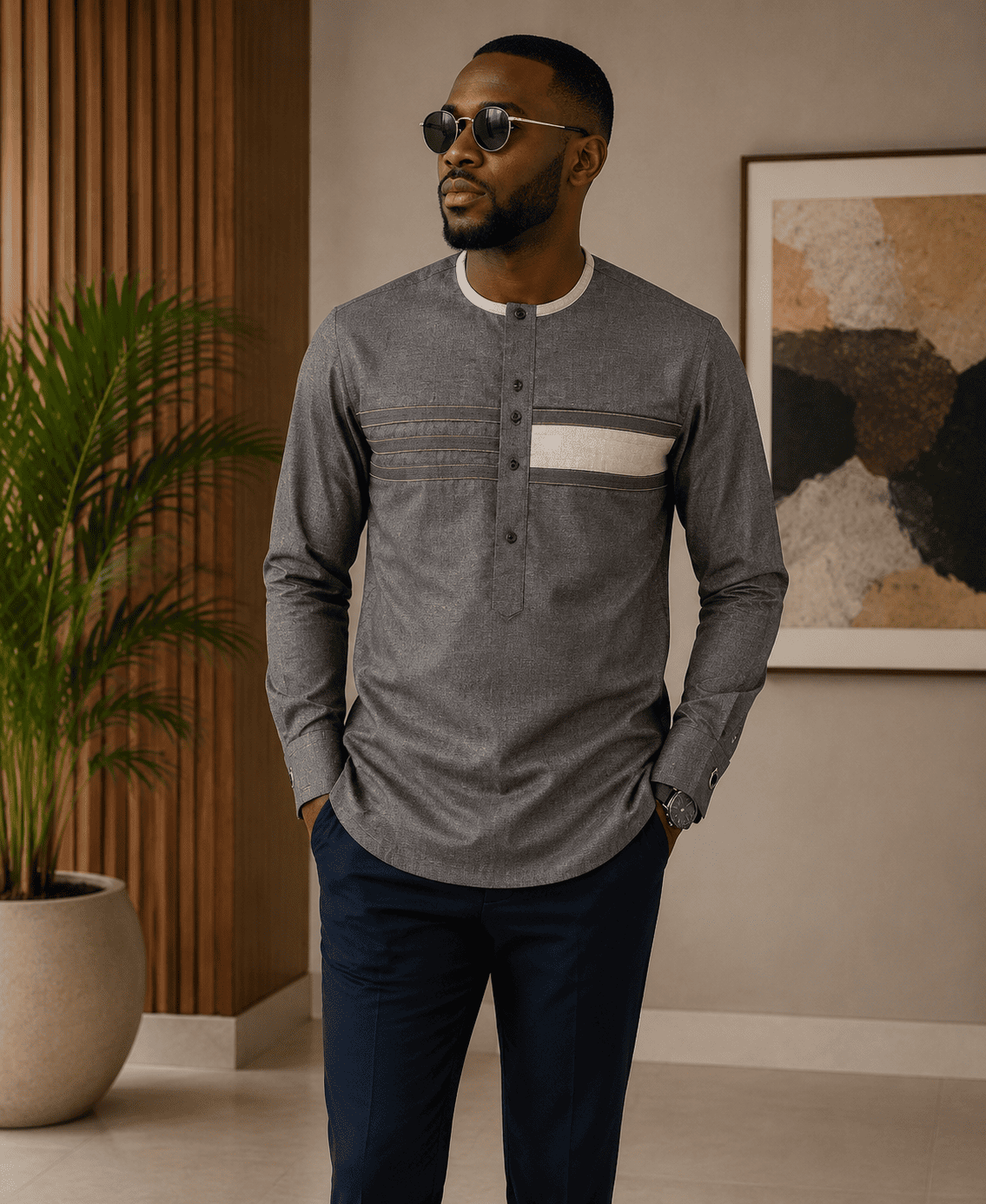 Chemise africaine manche longue - Kaftan moderne – Image 3