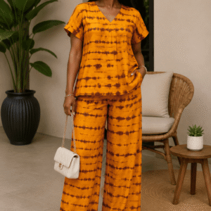 Ensemble Tunique col V et Pantalon large - maylouss coton léger