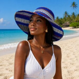 Grand chapeau d'été en tissu wax - chapeau de plage