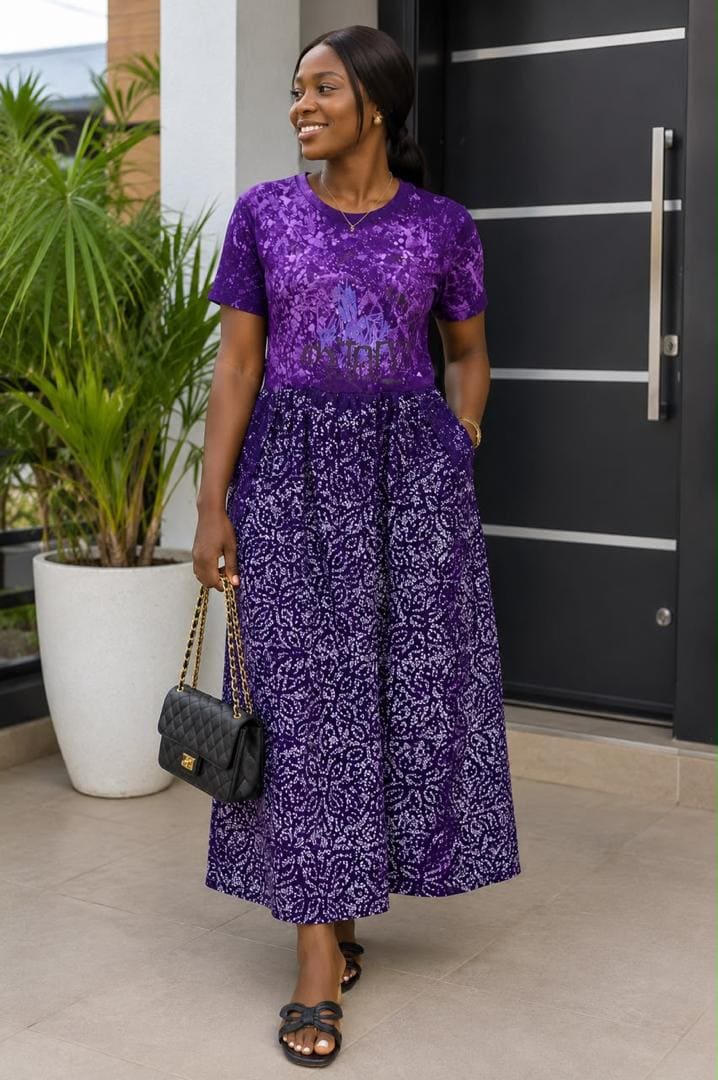 Robe longue haut et jupe ample Motif Batik – Image 3