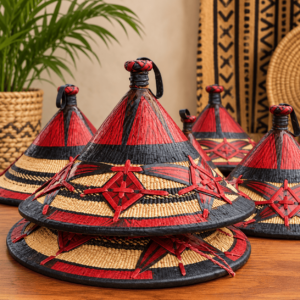 Chapeau de Saponé Tengadé - Chapeau Peul en Paille et Cuir